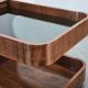 1970s Italian Modernist Wood and Smoked Glass Bar Cart