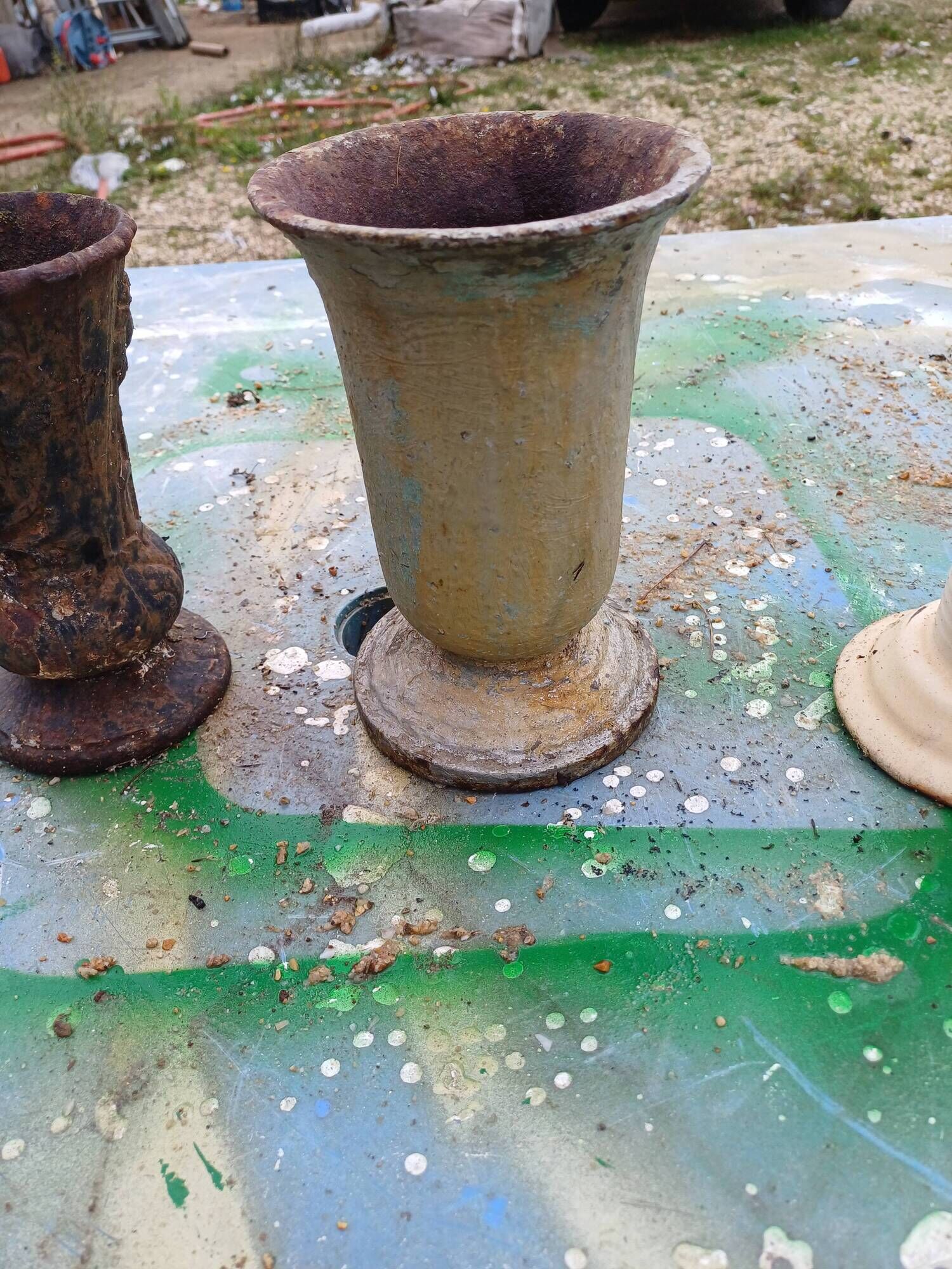 Lot of 6 Cast Iron Vases from 1900 from Charleville-Mézières
