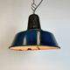 Industrial Blue Enamel Factory Lamp with Cast Iron Top, 1960s