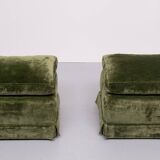 Pair Green Velvet stools 1970s France