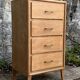 Chiffonnier pieds compas bois brut 1950