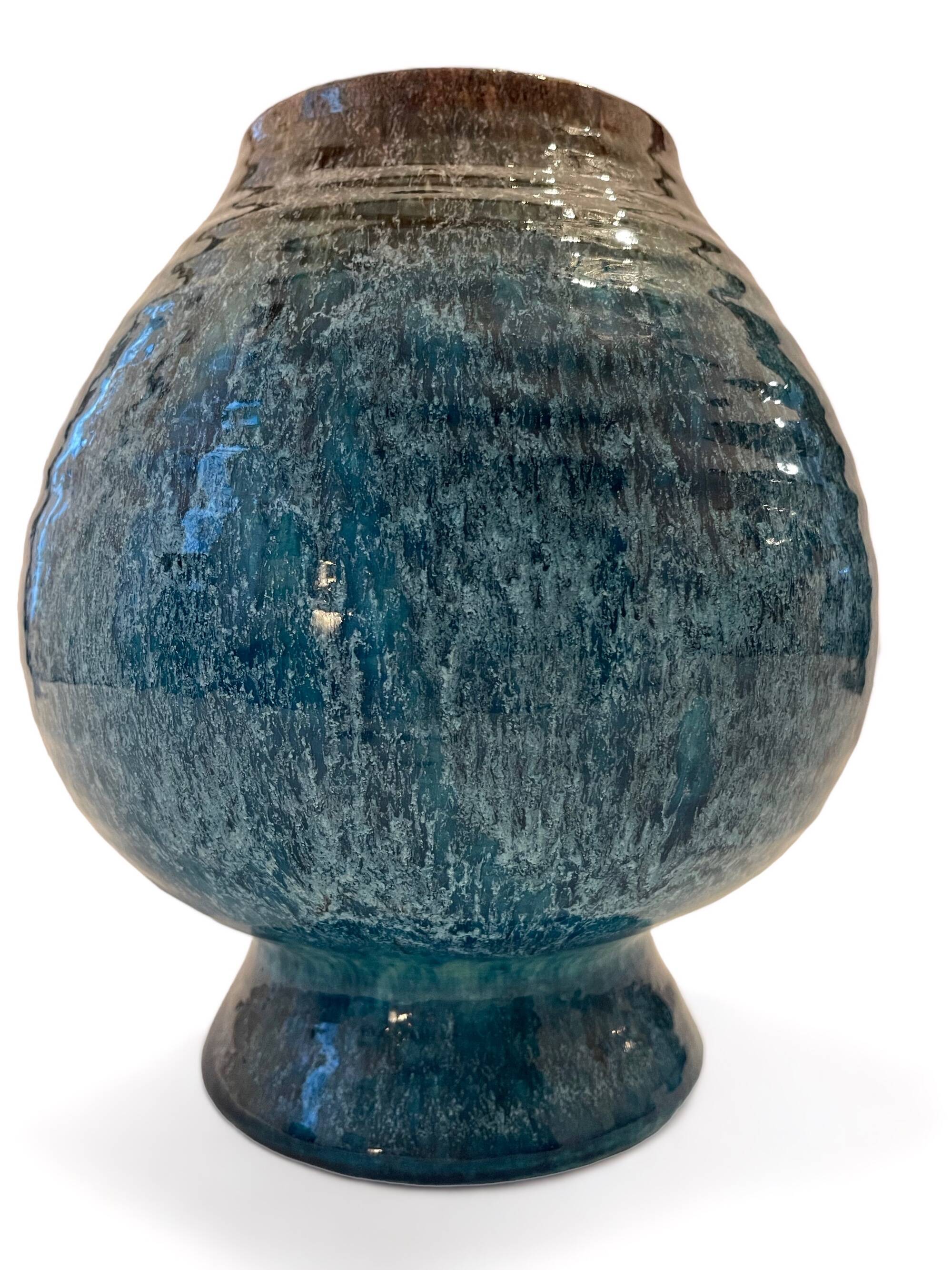 Accolay, Turquoise Ceramic Spinning Top Vase, 1960.