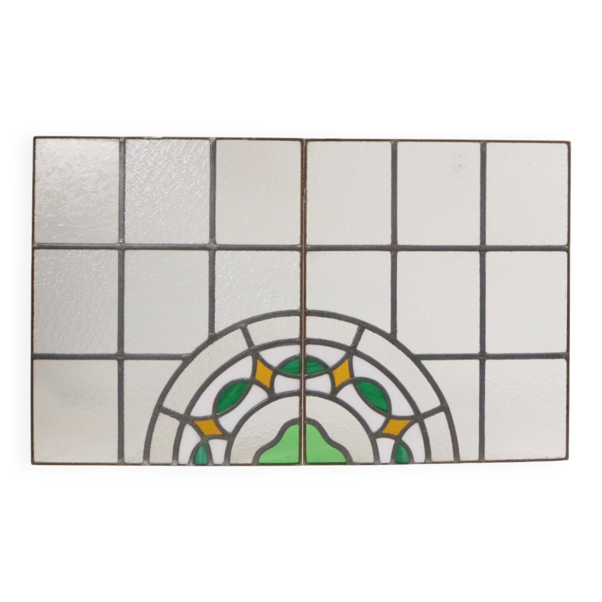 Colorful Art Deco Floral Stained Glass Window 51x42cm