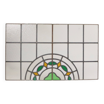 Colorful Art Deco Floral Stained Glass Window 51x42cm