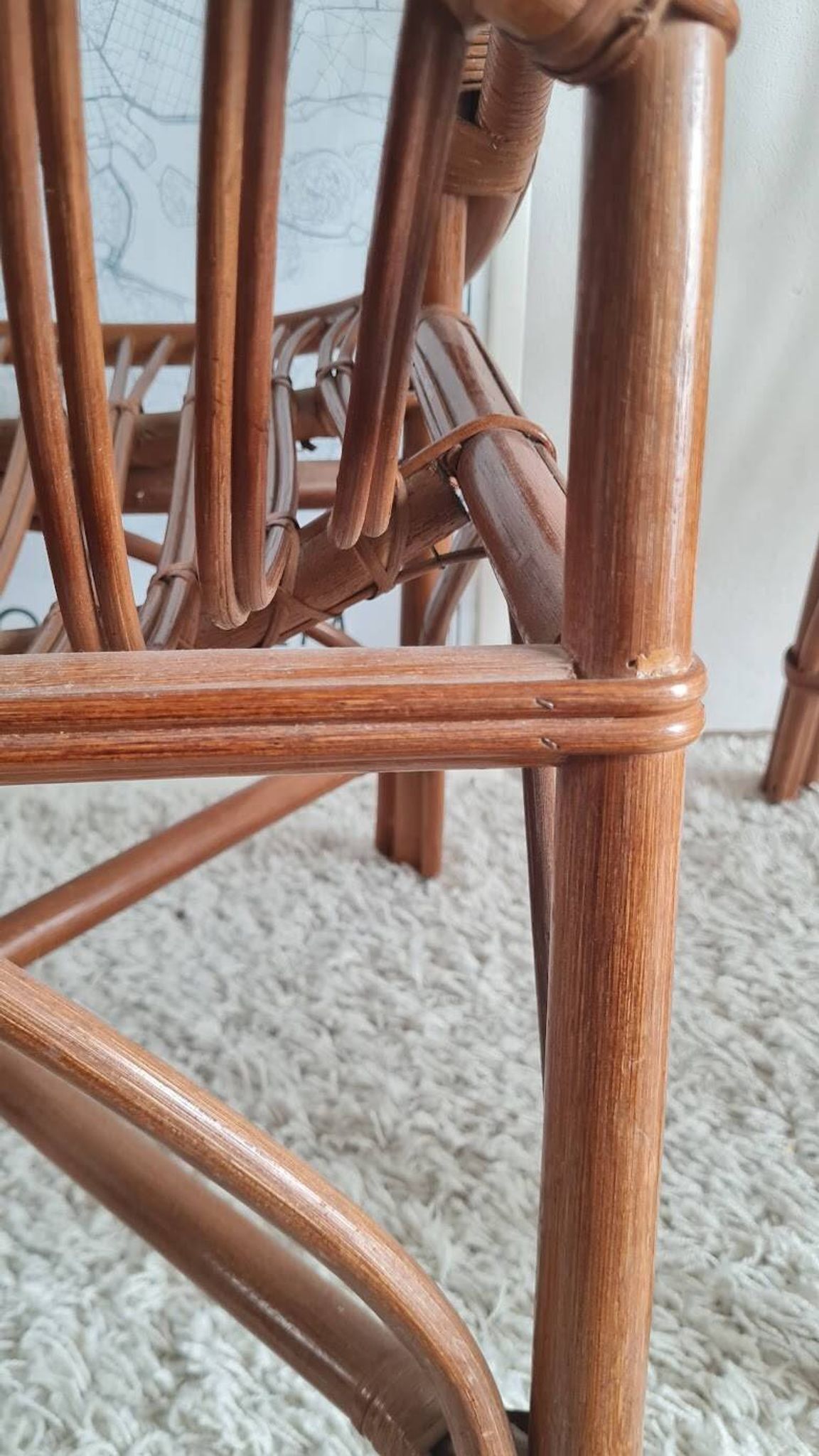 Paire de fauteuils en rotin vintage circa années 70