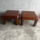Pair of 1970s Checkered Parquet Side Tables — Warm Walnut Brown Wood, Geometric