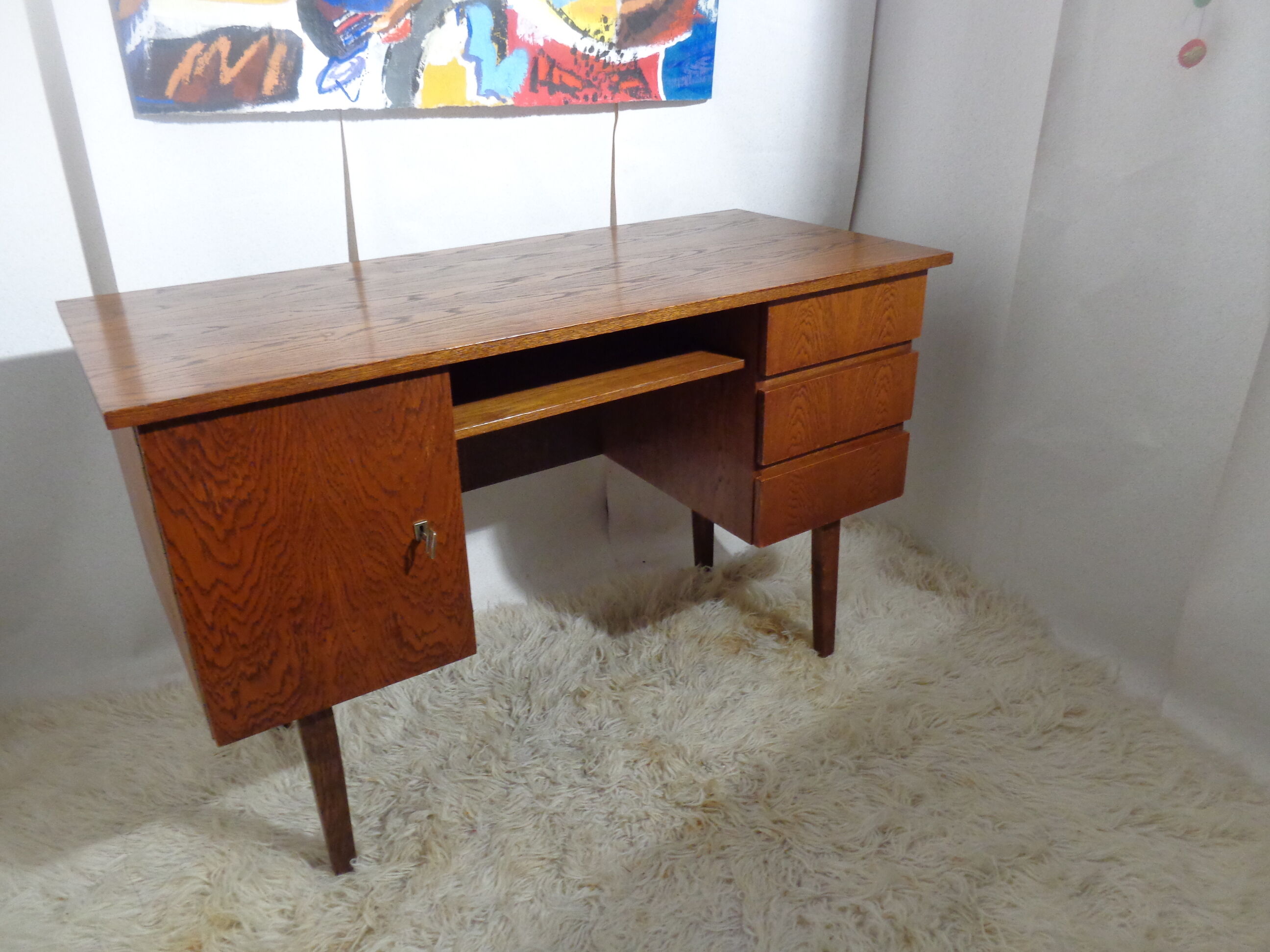 Scandinavian vintage office of the 60s light oak