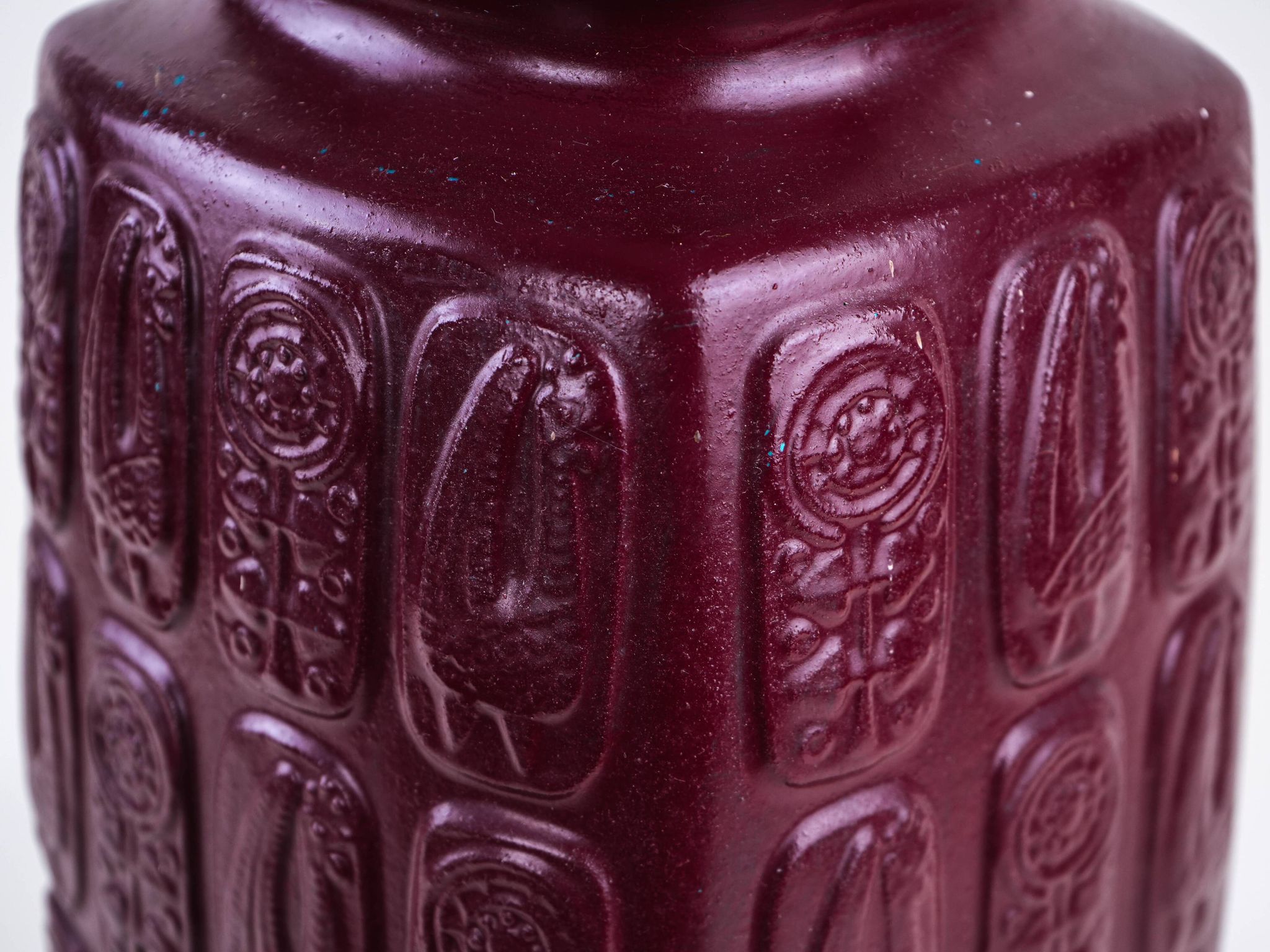 Bay Keramik ceramic vase with floral relief, burgundy glaze, Germany, 1970s