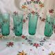 Set de 4 flûtes en verre vert années 70 Luminarc Arcoroc