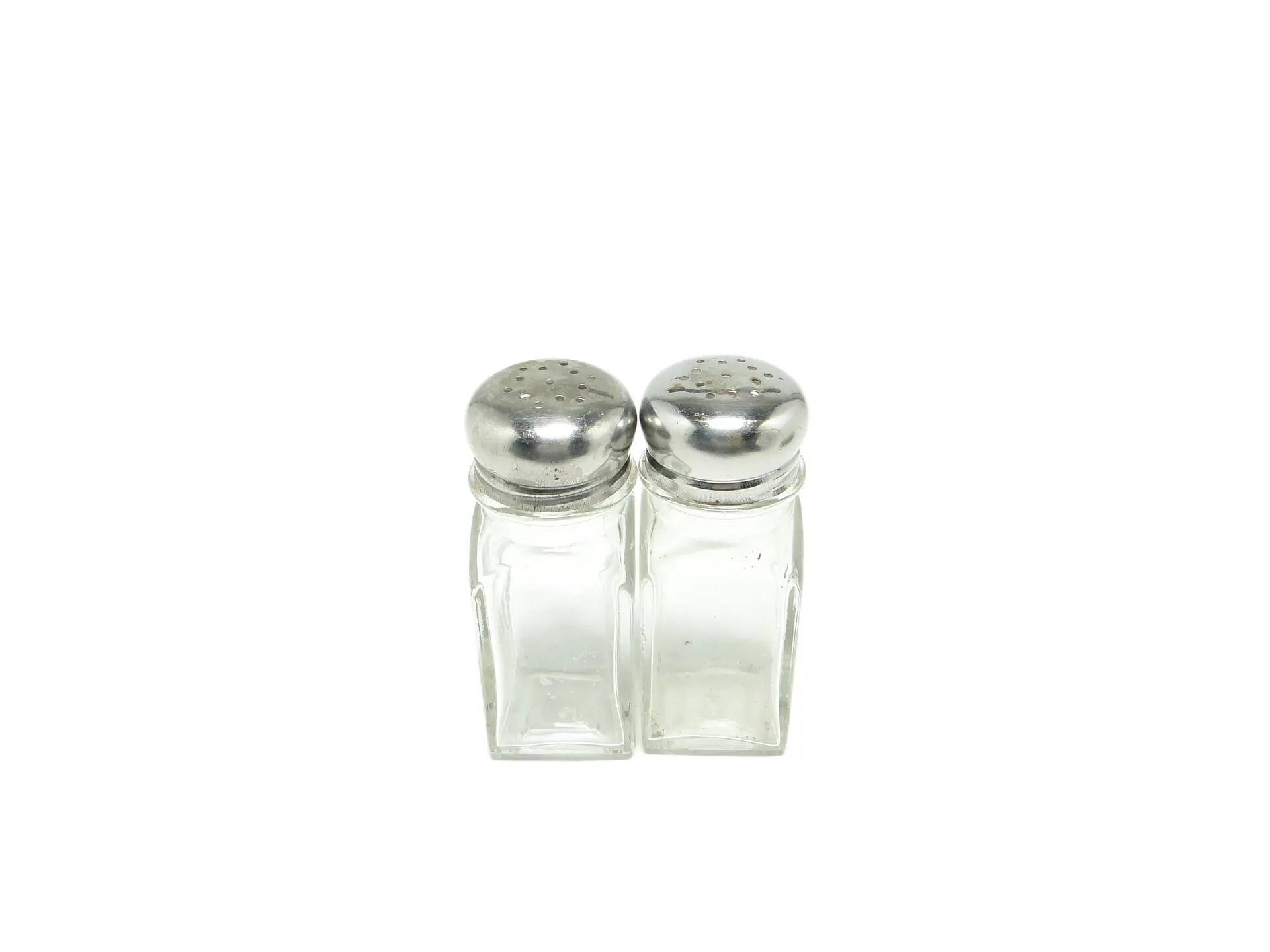Salt shaker set, modernism, transparent glass, Poland, 1970s.
