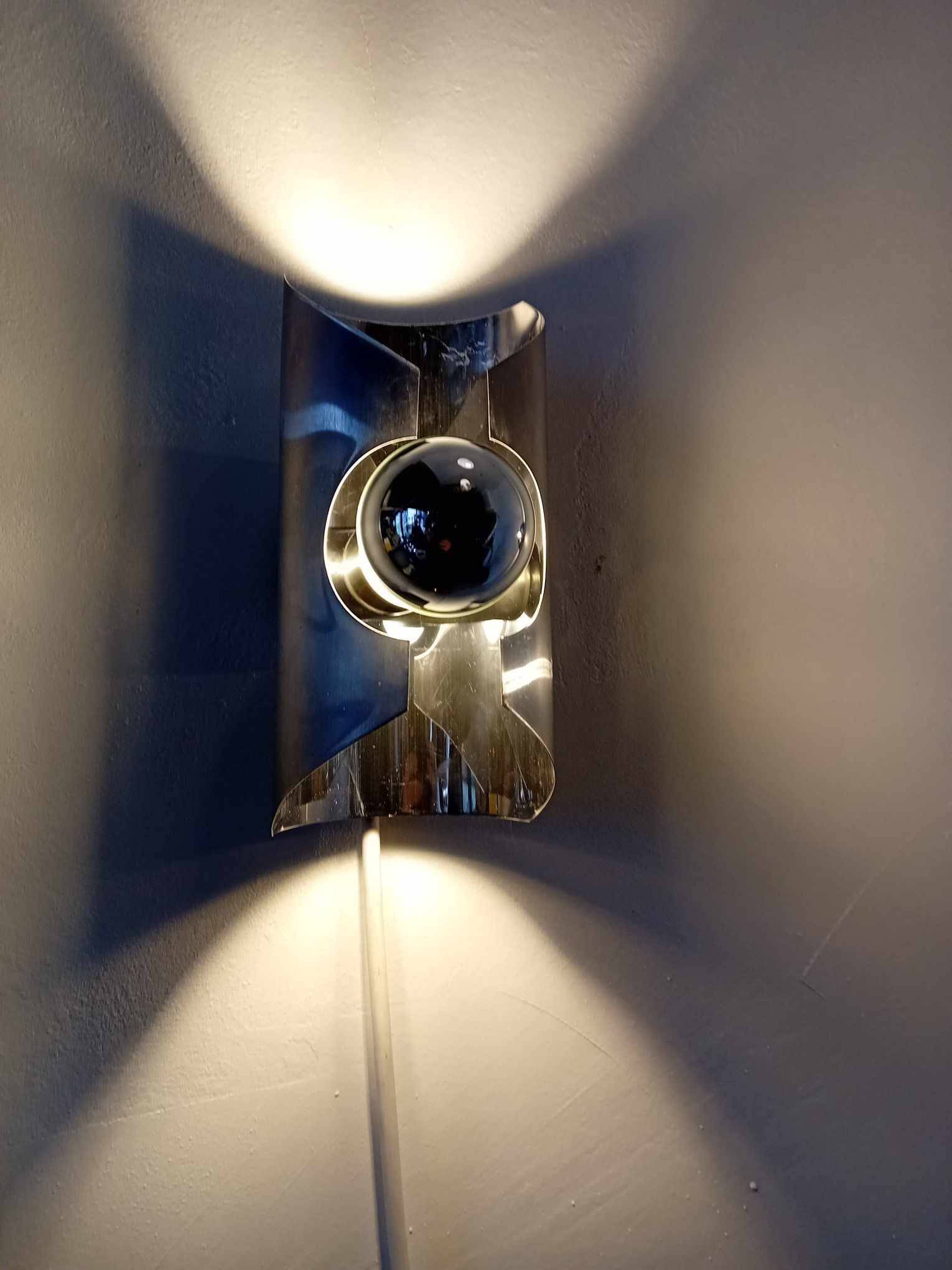 Paire d'appliques  Space Art années 70 inox
