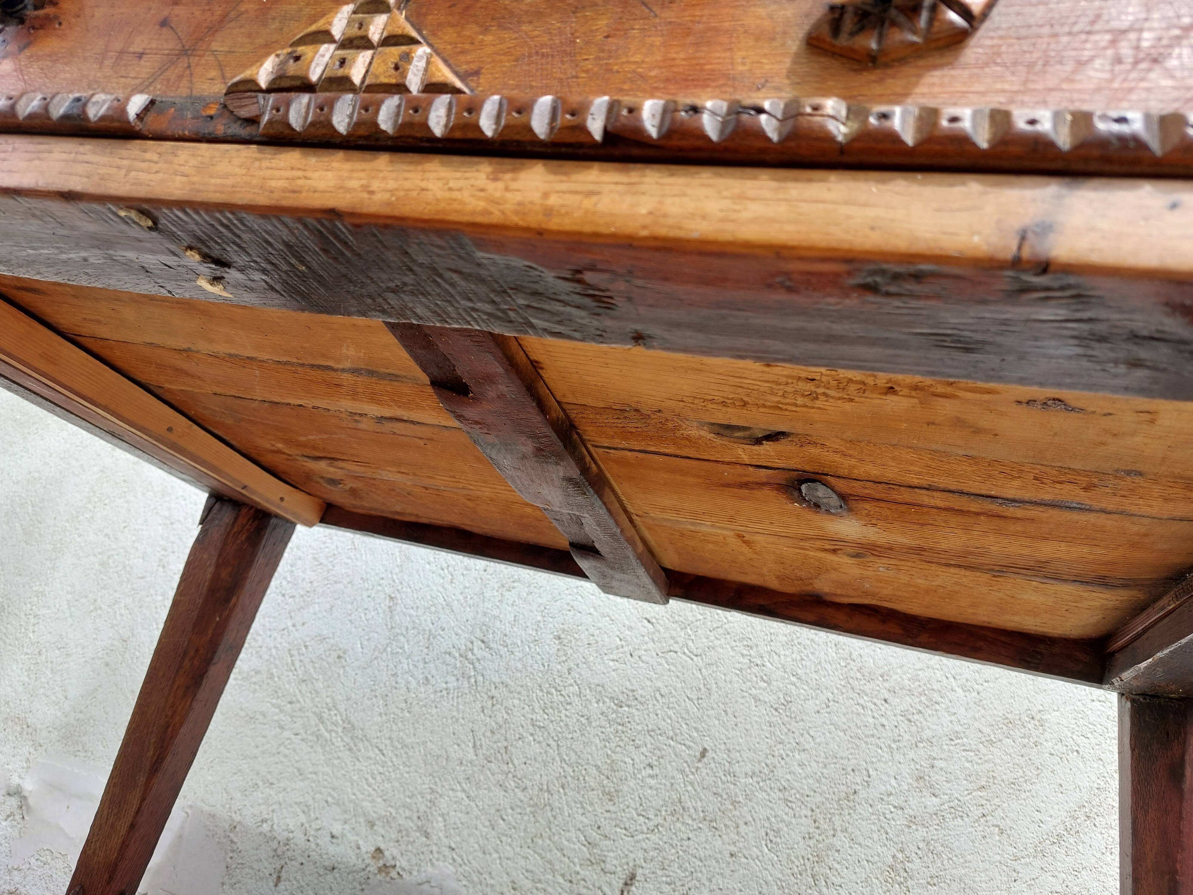 brutalist wooden table