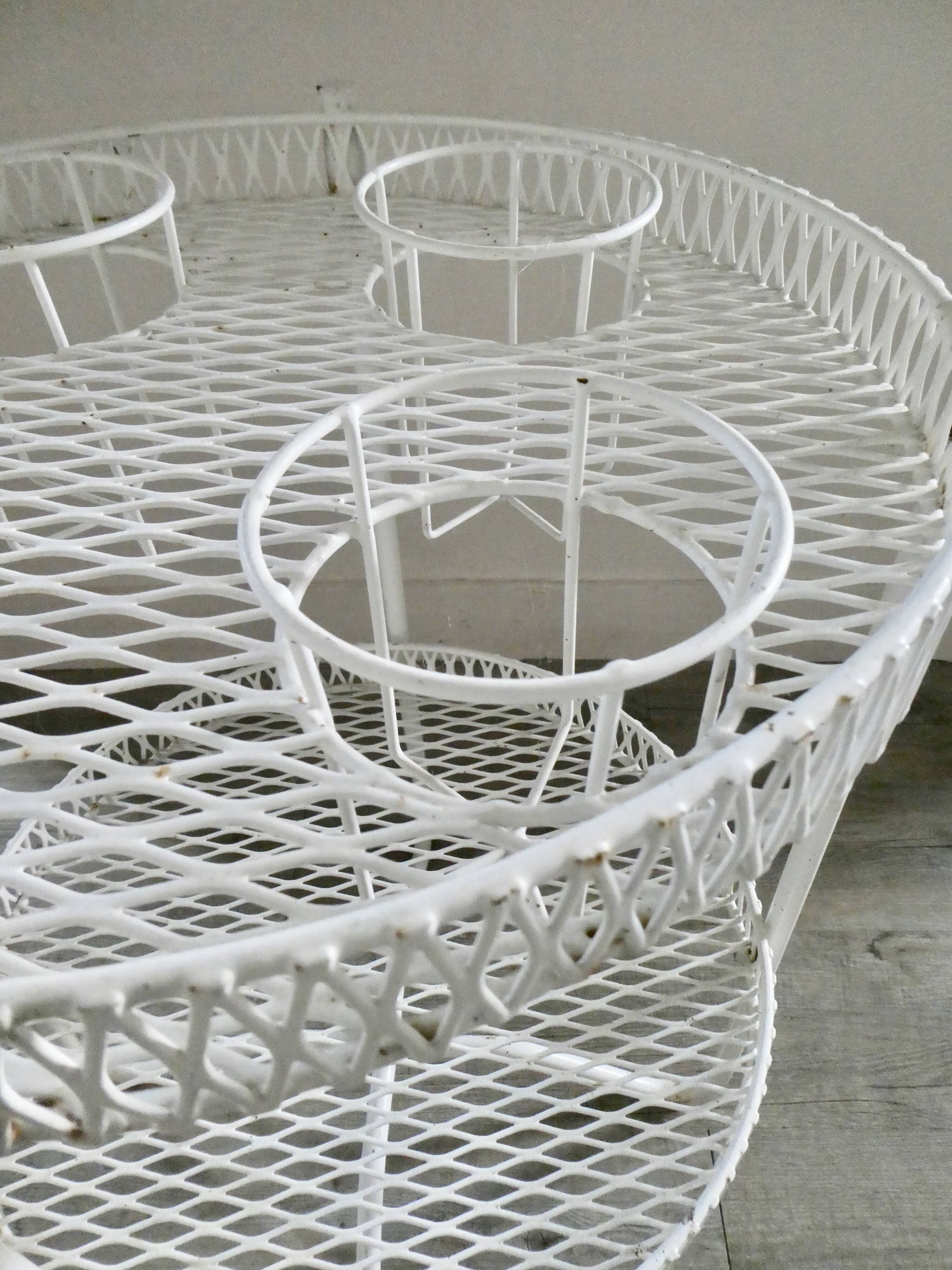 1950s white expanded metal portable bar