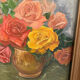 Painting on framed wood panel the bouquet of roses signed and vintage