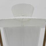 Standing vintage lamp with glass shade and perforated steel shade