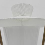 Standing vintage lamp with glass shade and perforated steel shade