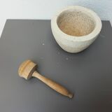 Stone mortar with wooden pestle