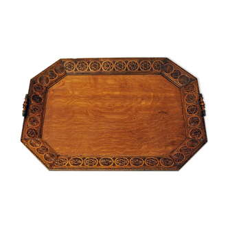 Vintage carved wood tray 1920