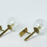 Brass and glass wall lights, vintage, 1960 by Hillebrand.