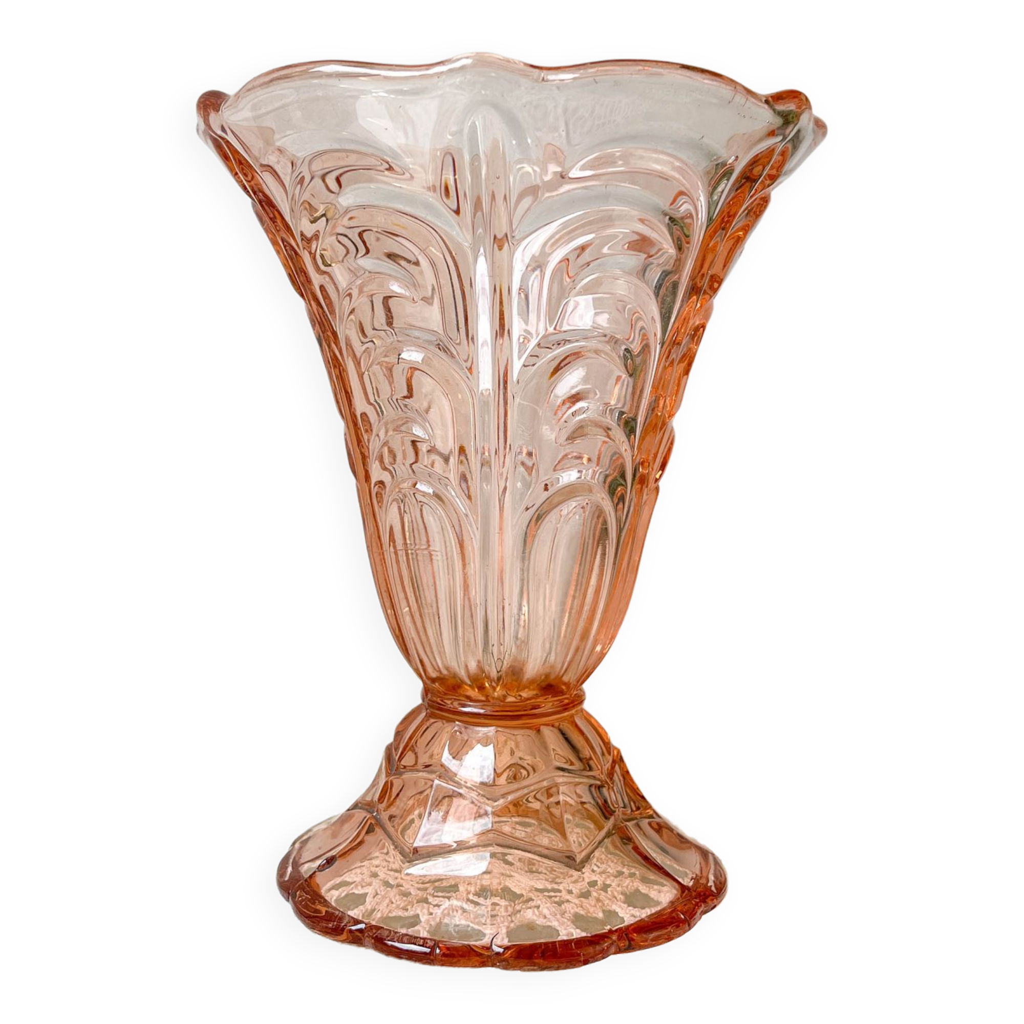 Vintage Art Deco style pink glass vase