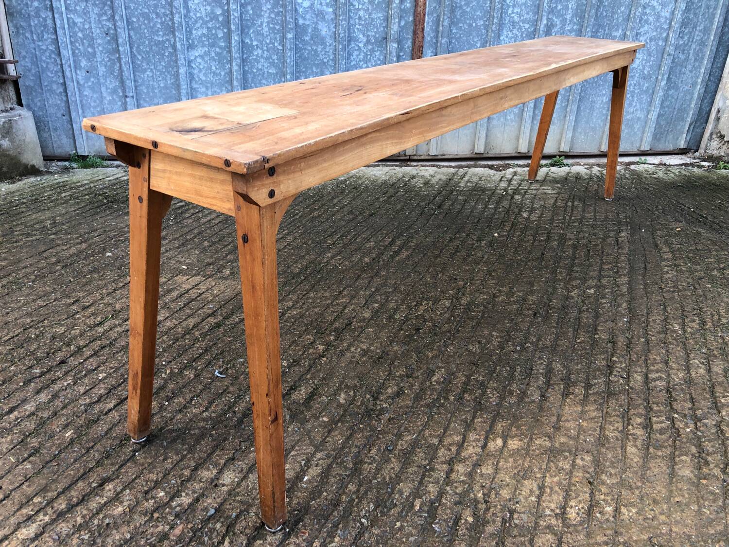 Table console vintage en hêtre massif