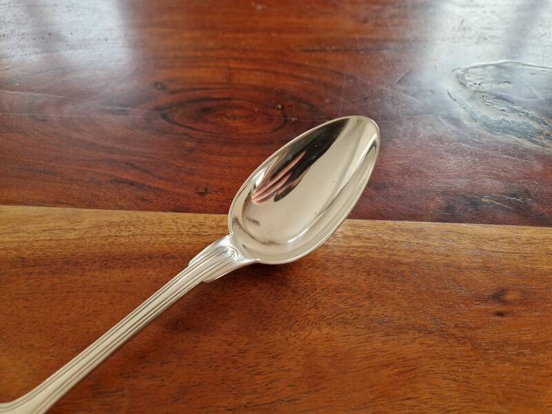 Alfenide, Christofle - Silver-plated metal table spoon - Chinon model