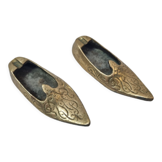 Brass slipper ashtrays, 1980