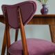 Vintage mid-20th century purple plum velvet heart-shaped chair.