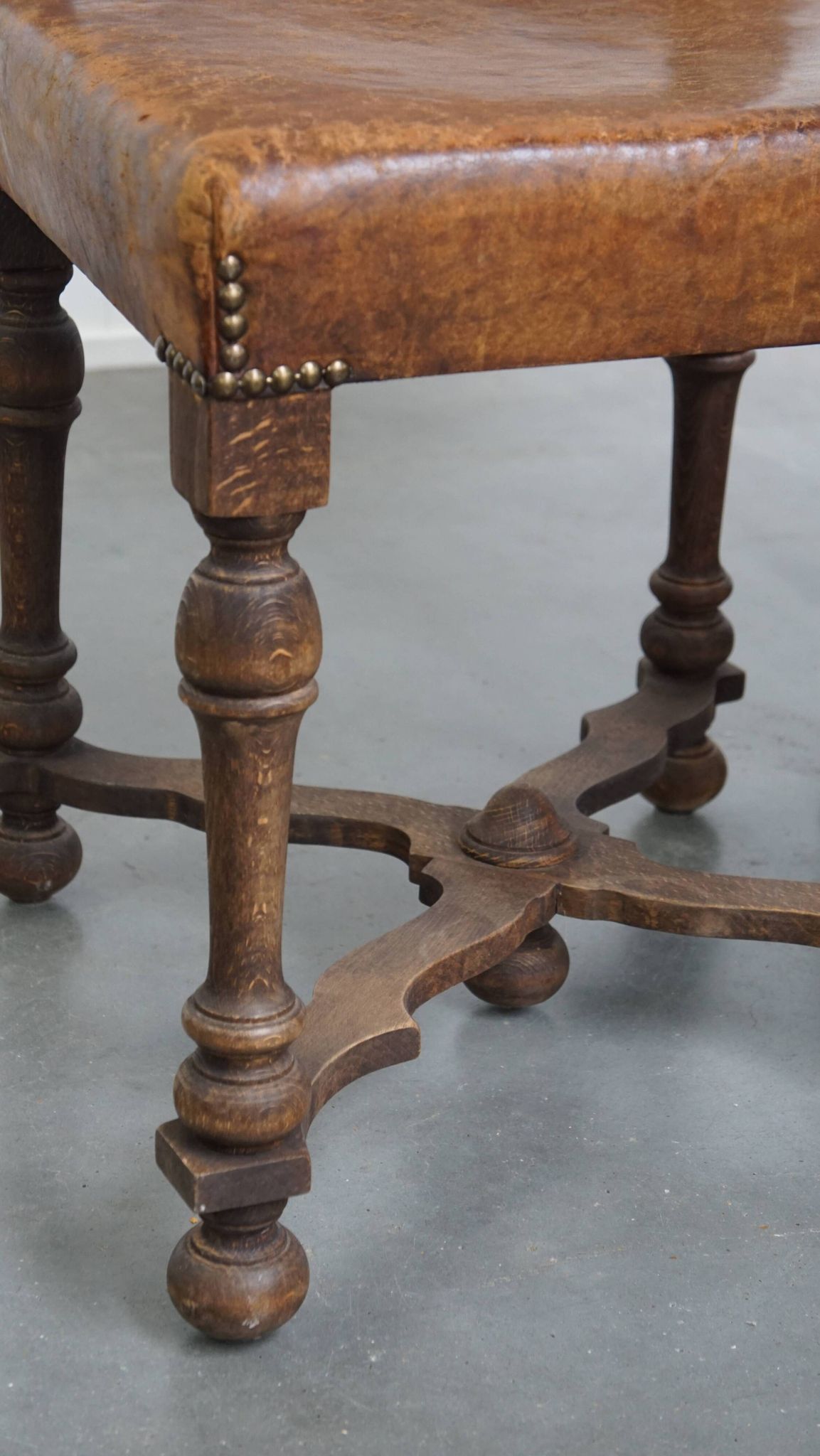 Set of 2 Wooden and Sheepskin Leather Dining Chairs from the Early 1900s