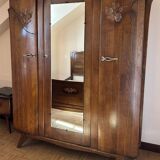 1950s linen wardrobe, shelves, central mirror