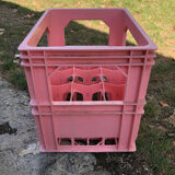 Evian bottle holder in pink plastic