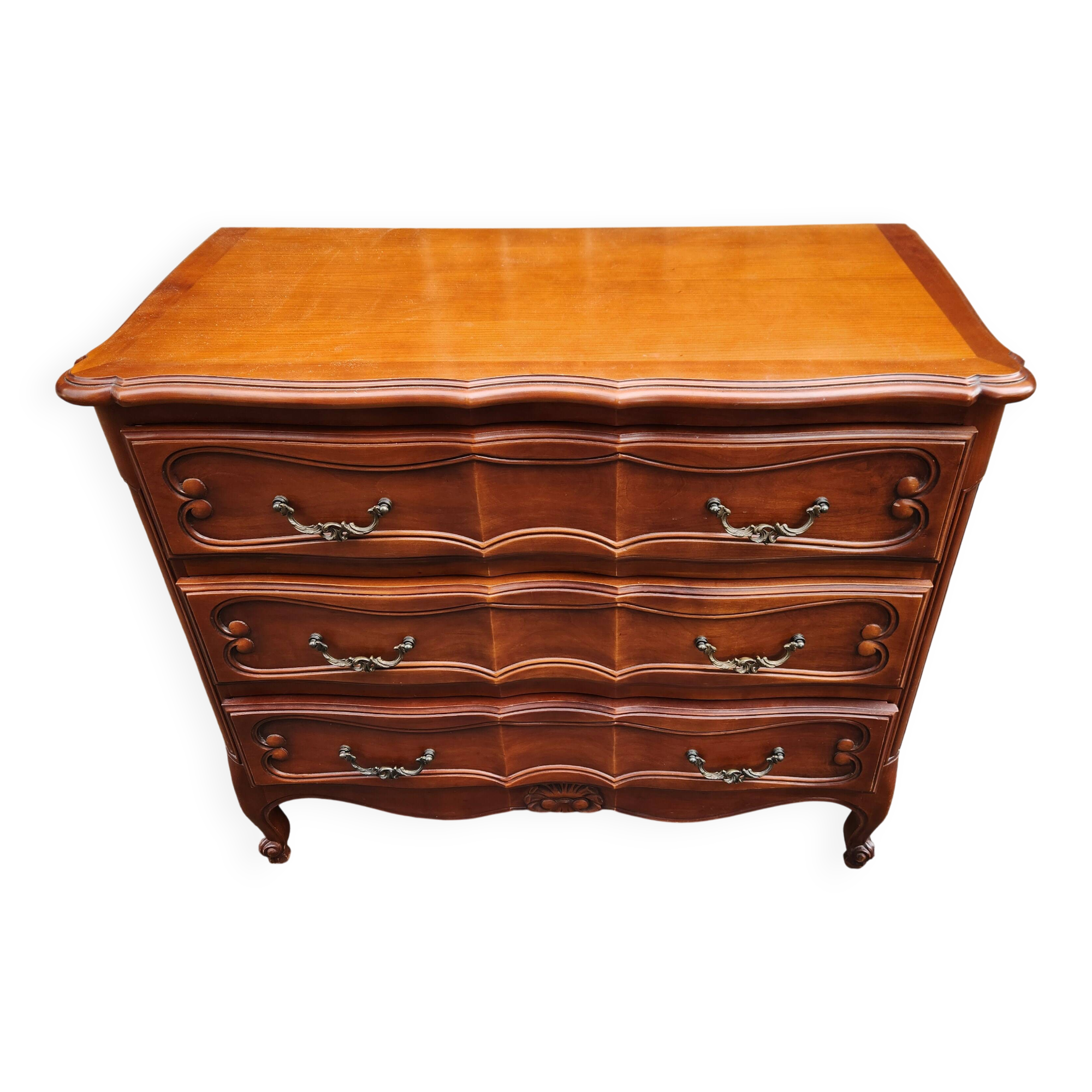 Varnished wooden chest of drawers with 3 drawers