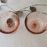 Set of 2 champagne glasses Luminarc Rosaline cocktail 70s