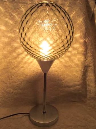 Lamp smoked glass - foot metal 1960