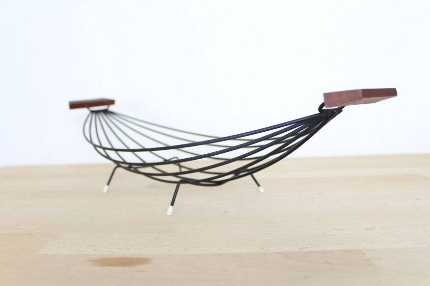 50s fruit bowl in wood and metal