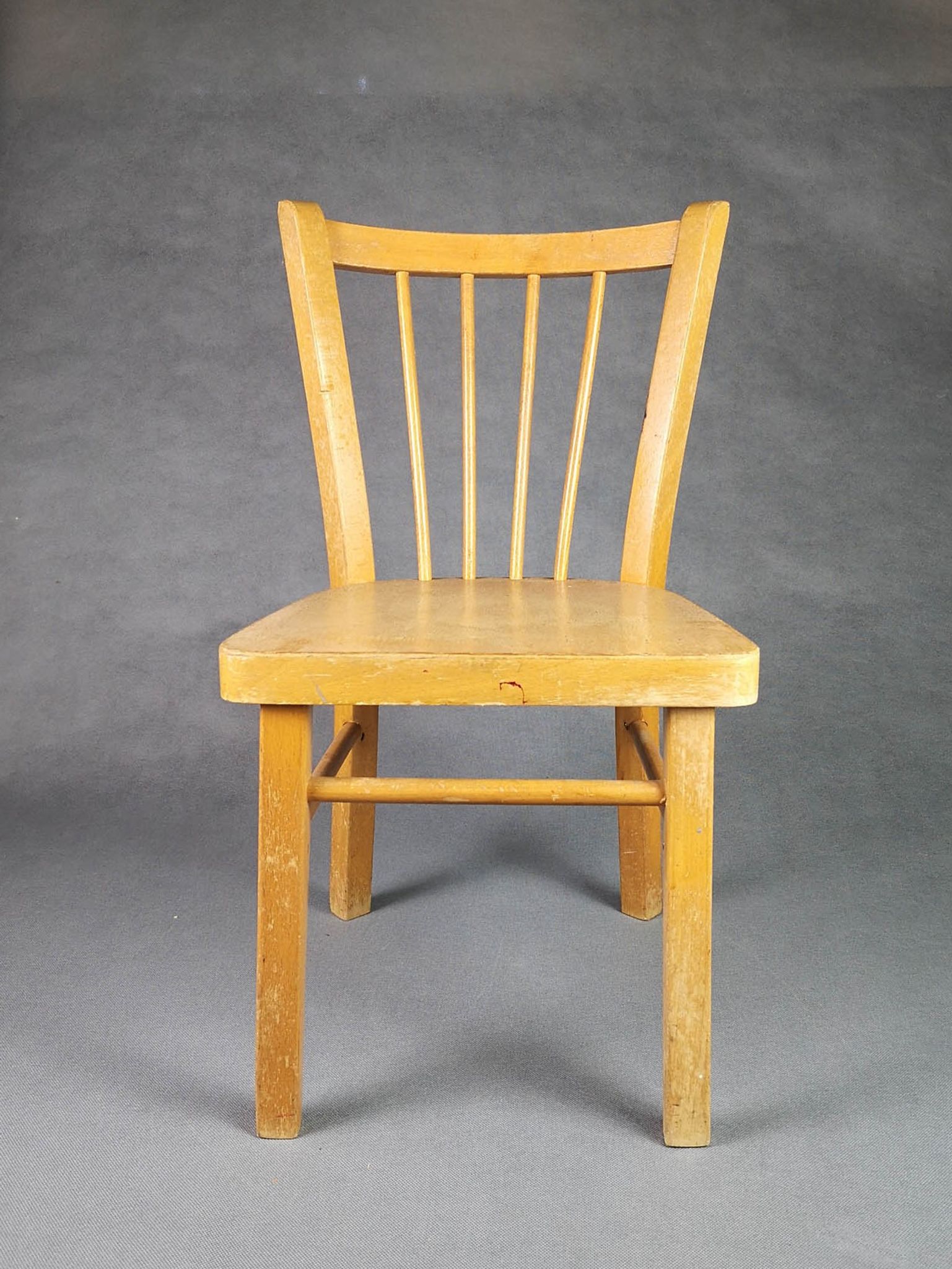 Chaise bistrot enfant bois clair french vintage Baumann