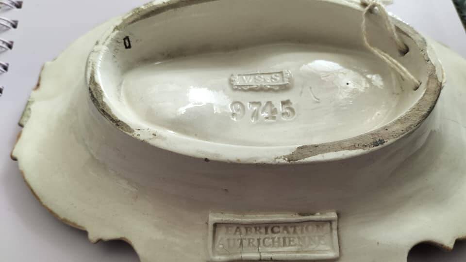 Polychrome slip wall plaque signed WS&S Rouen