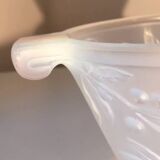 Opalescent glass footed bowl with mistletoe decor Etling France Art Deco 19