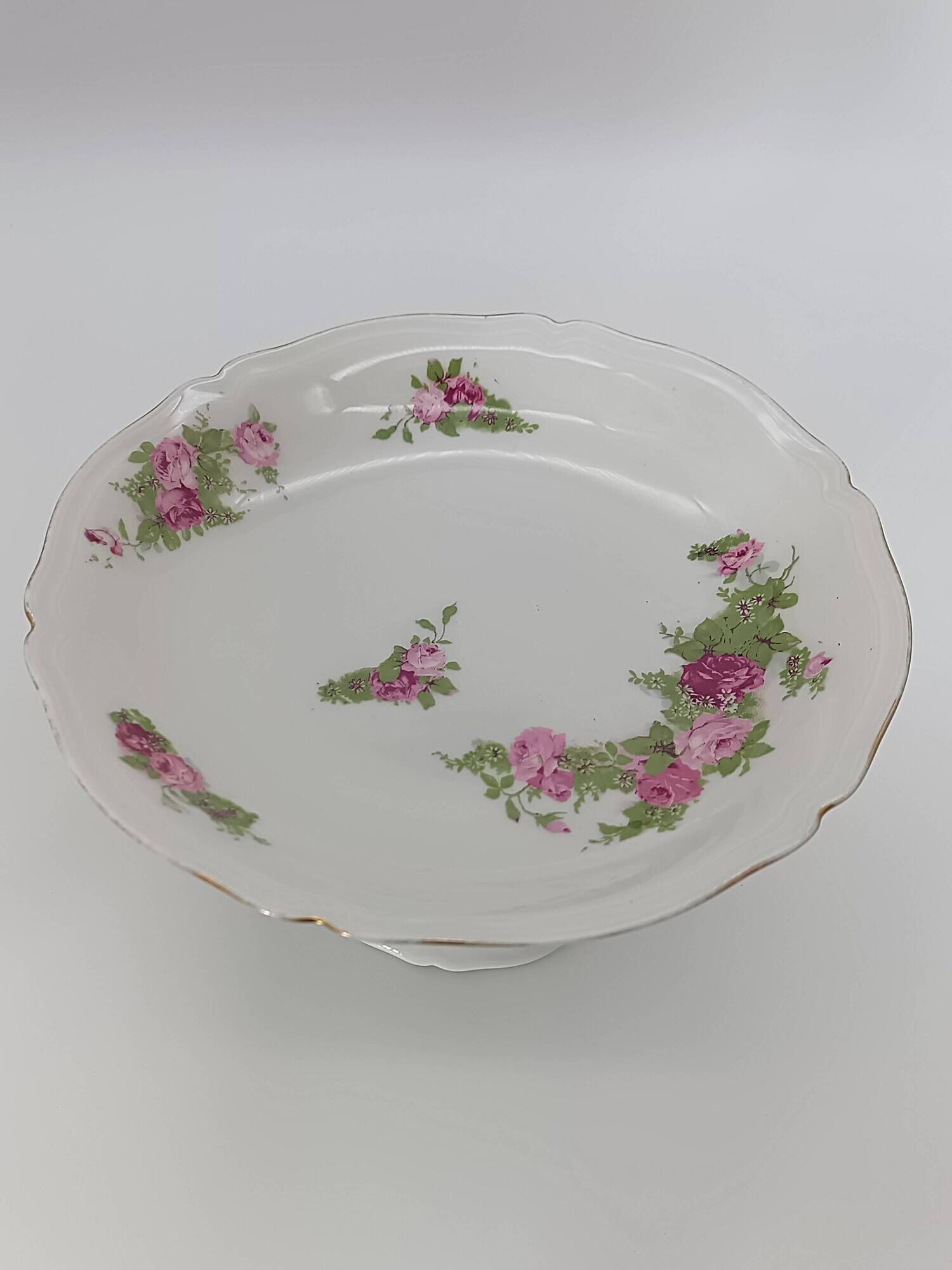 Footed Cup Servant in Limoges Porcelain Floral Decoration Gold Gilding