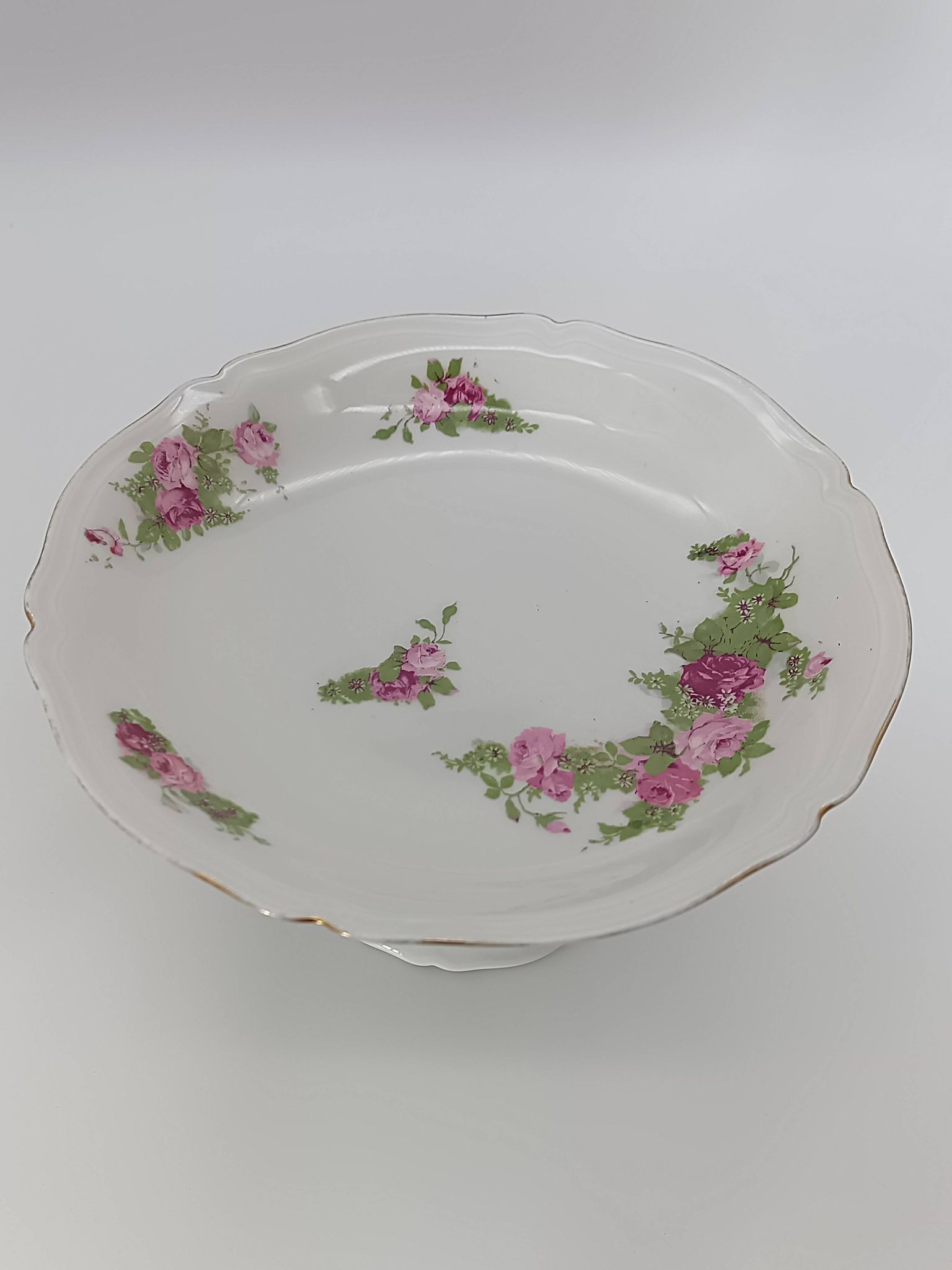 Footed Cup Servant in Limoges Porcelain Floral Decoration Gold Gilding
