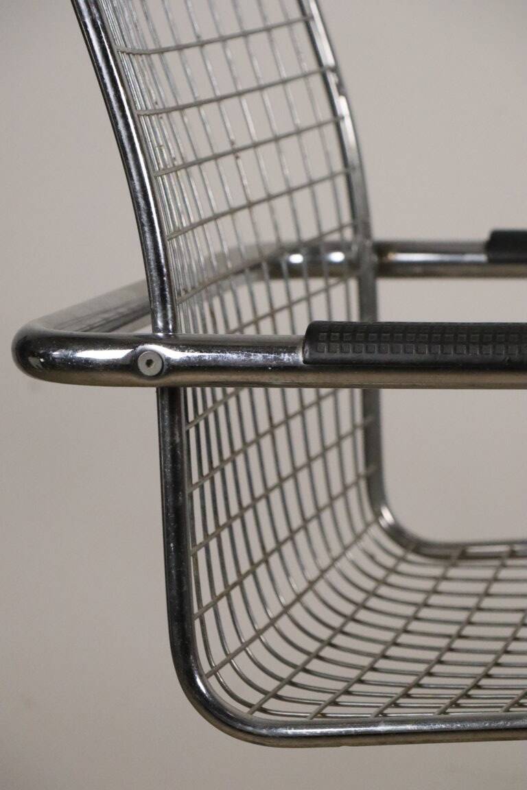 Pair of vintage chrome metal armchairs, 1970
