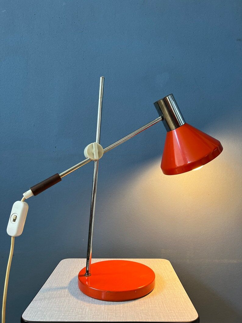 Mid-century red desk lamp