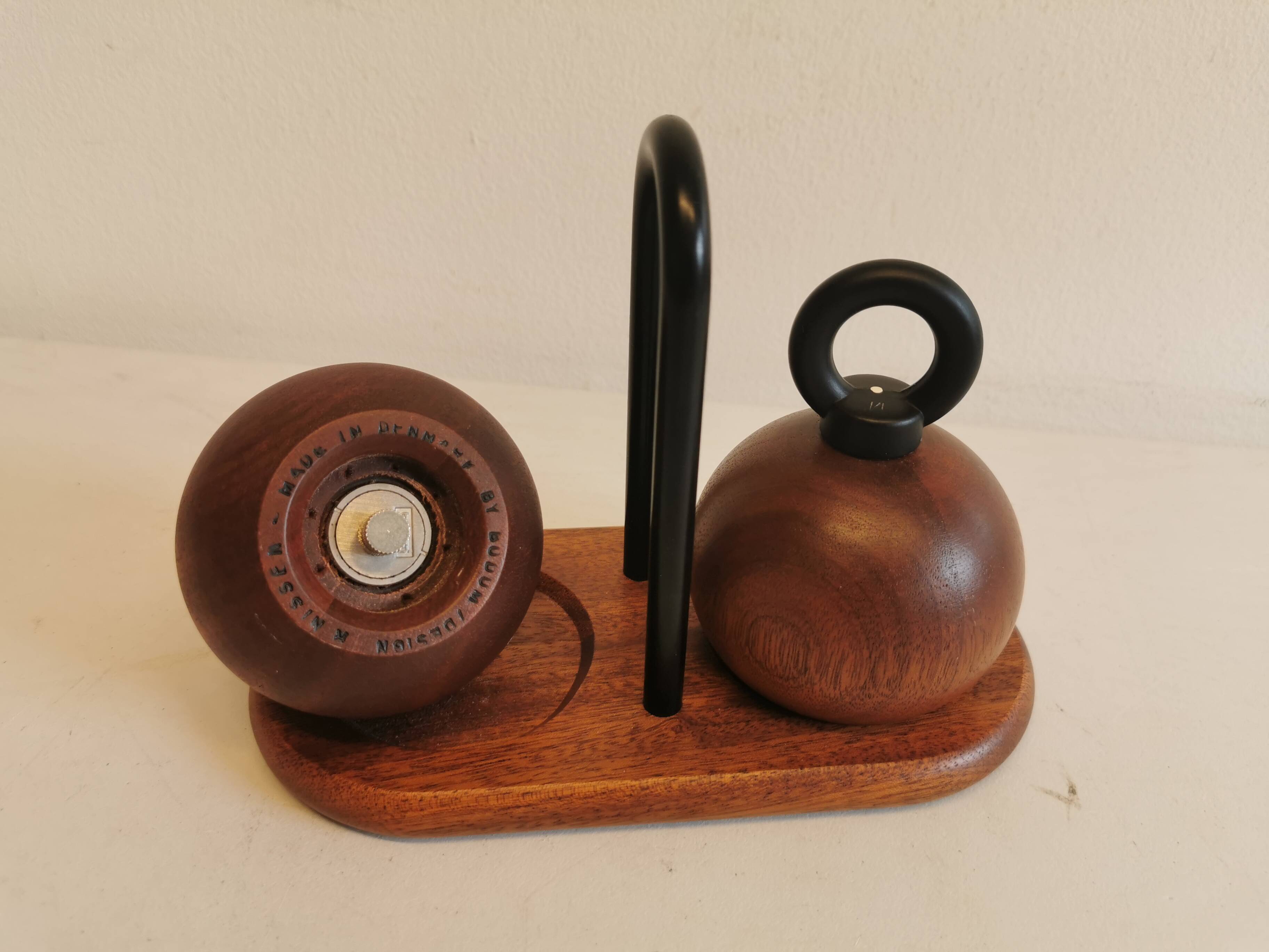 A set of pepper and salt mills designed by C Jörgensen for Bodum Denmark. late 20th century.