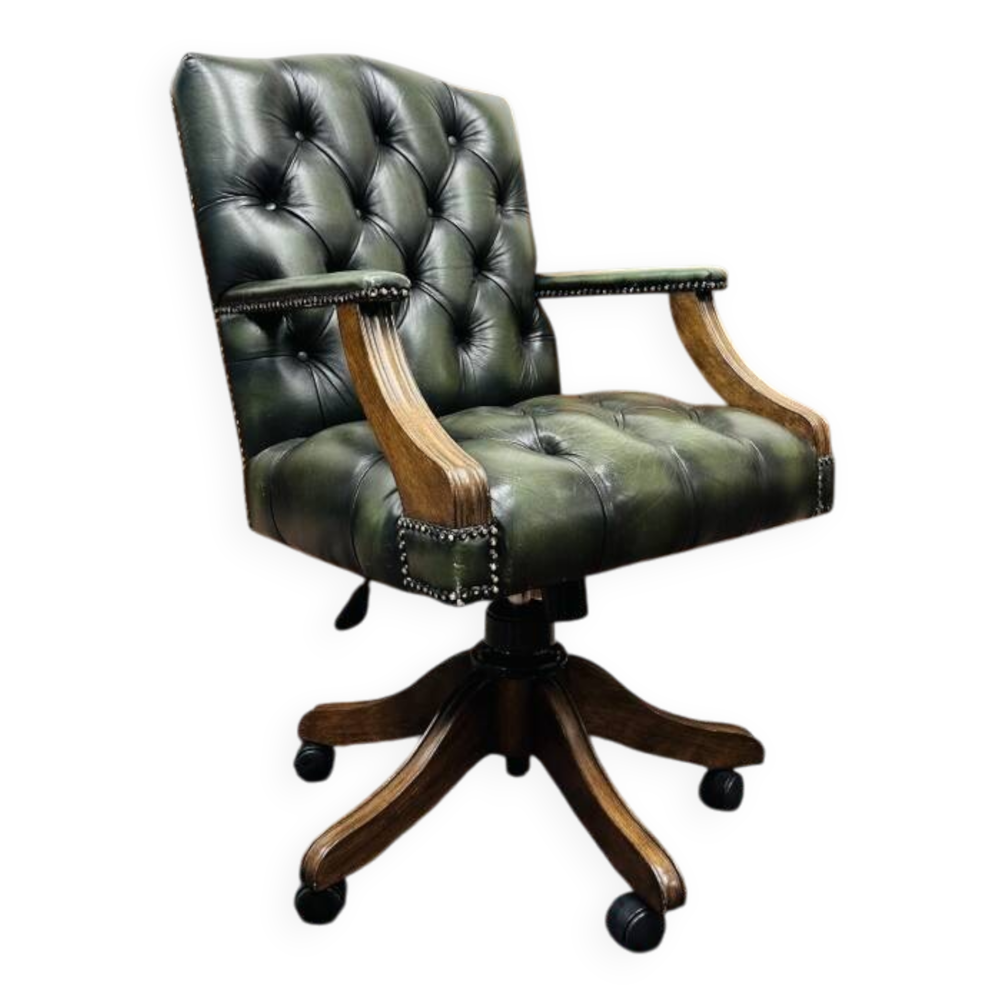 Chaise de bureau classique chesterfield president chair verte