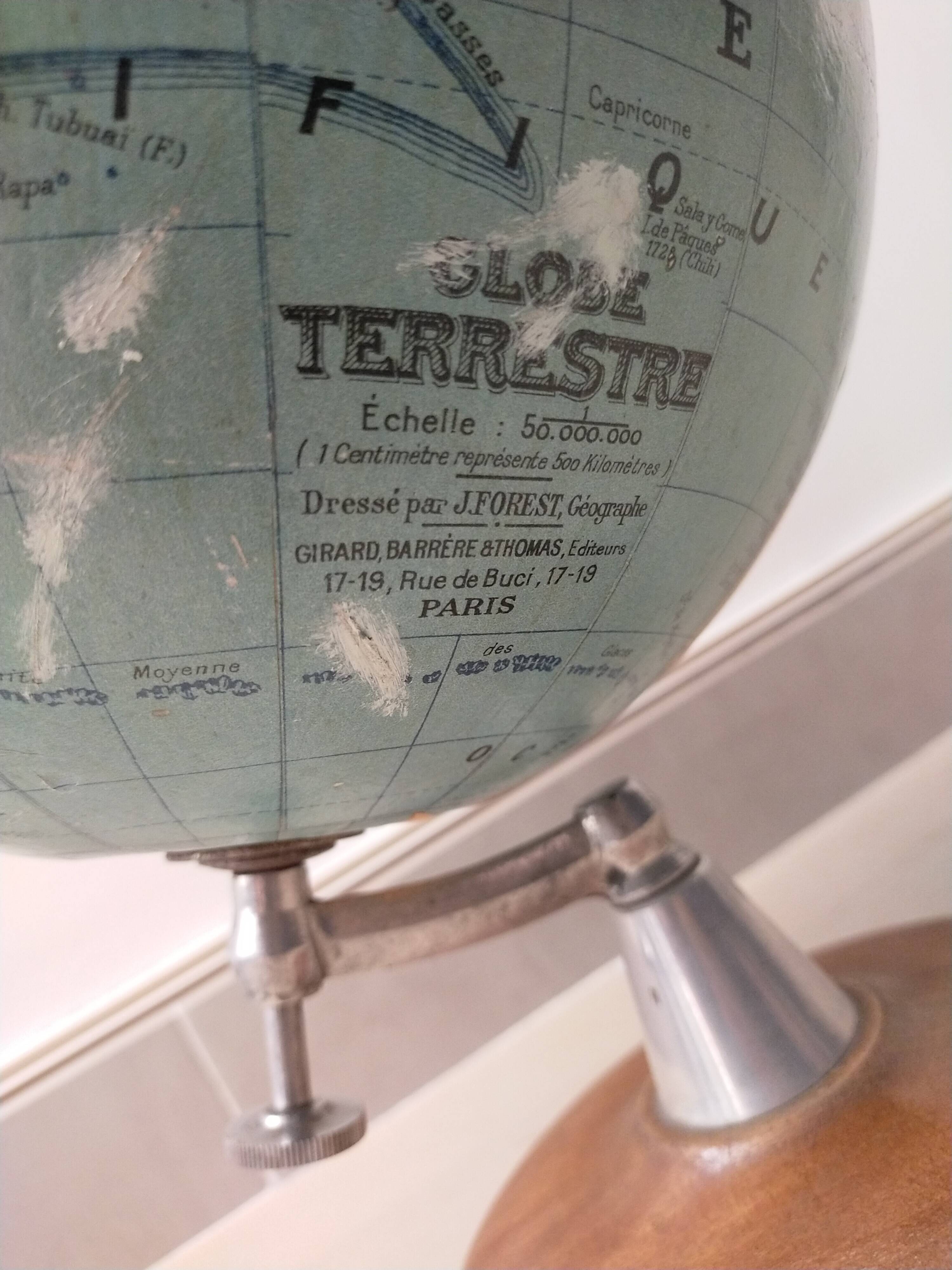 Terrestrial globe drawn by j forest edited by girard barrere & thomas
