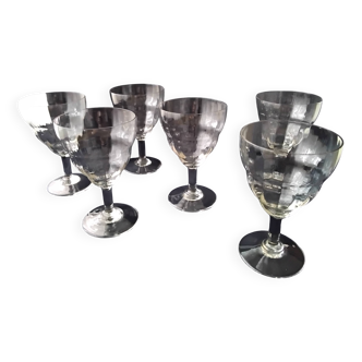 6 art deco water glasses or large wine glasses