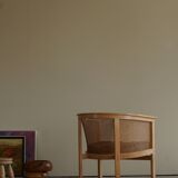 Fauteuil Rud Thygesen du milieu du siècle en canne et cuir, King Series Botium, années 1980