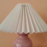 Pair of upcycled pink lamps with pleated lampshade