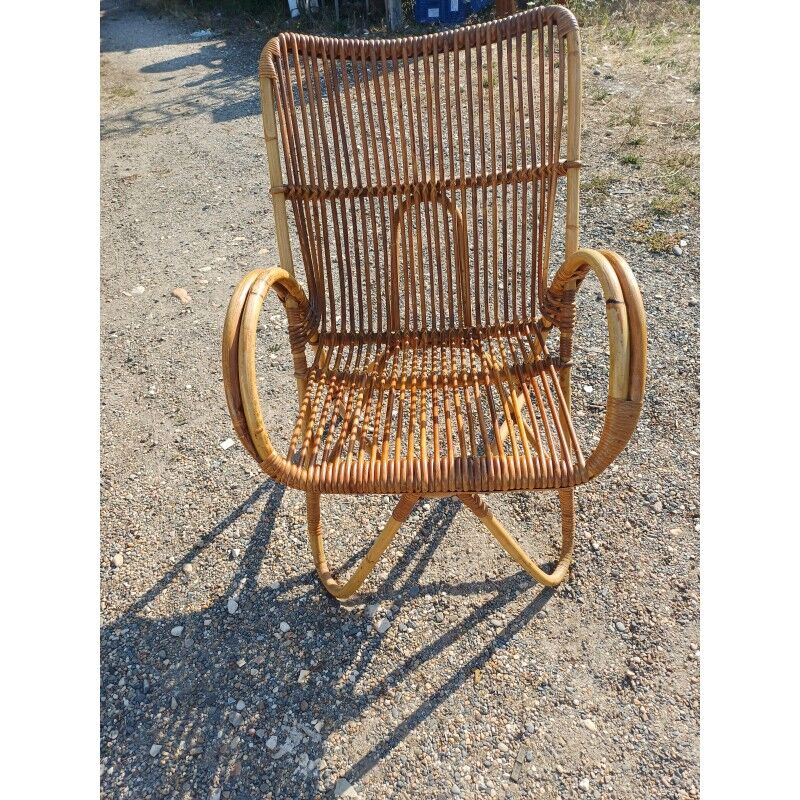 Vintage rattan and wicker armchair