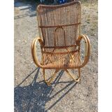 Vintage rattan and wicker armchair